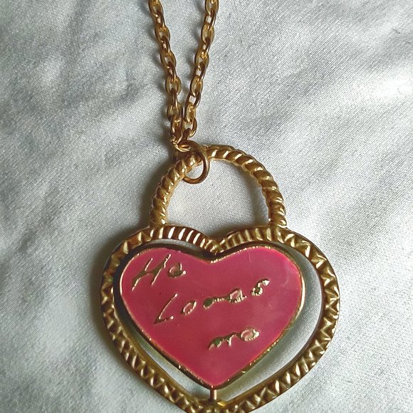 He Loves Me Heart Necklace REVERSIBLE - Picture 3 of 6